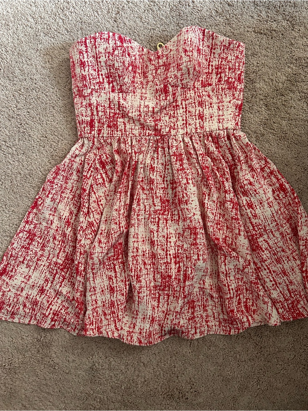 Jay Godfrey Silk Strapless Mini Dress - Red & White Print -Size 4 - Luxury Event